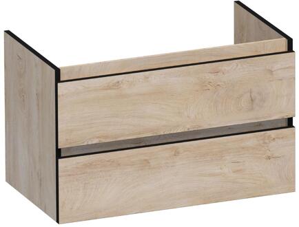 Brauer Joy Edge Onderkast 80 cm - met 2 Softclose Lades Greeploos en 1 Sifon Uitsparing - Forest Wheat