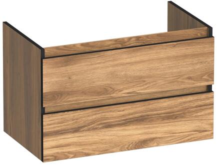 Brauer Joy Edge Onderkast 80 cm - met 2 Softclose Lades Greeploos en 1 Sifon Uitsparing - Honey