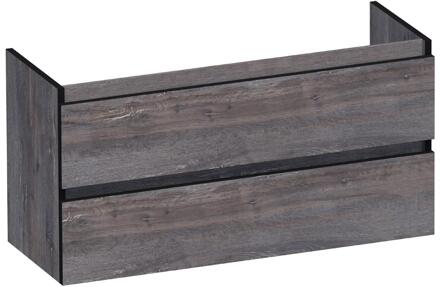 Brauer Joy Edge - Onderkast Ondiep - 100 cm - met 2 Softclose Lades Greeploos en 1 Sifon Uitsparing - Driftwood