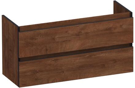 Brauer Joy Edge - Onderkast Ondiep - 100 cm - met 2 Softclose Lades Greeploos en 1 Sifon Uitsparing - Forest Cacao
