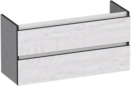 Brauer Joy Edge - Onderkast Ondiep - 100 cm - met 2 Softclose Lades Greeploos en 1 Sifon Uitsparing - Forest Seashell