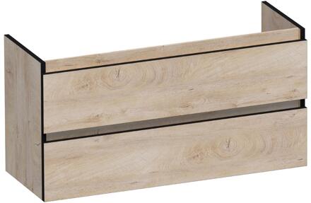 Brauer Joy Edge - Onderkast Ondiep - 100 cm - met 2 Softclose Lades Greeploos en 1 Sifon Uitsparing - Forest Wheat