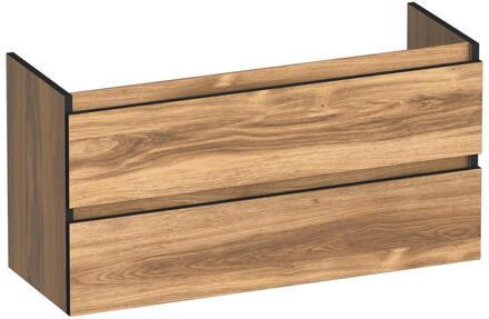 Brauer Joy Edge - Onderkast Ondiep - 100 cm - met 2 Softclose Lades Greeploos en 1 Sifon Uitsparing - Honey