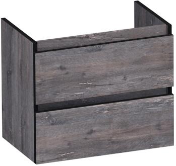 Brauer Joy Edge - Onderkast Ondiep - 60 cm - met 2 Softclose Lades Greeploos en 1 Sifon Uitsparing - Driftwood