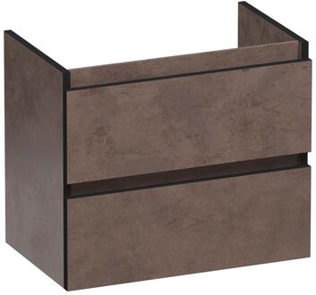 Brauer Joy Edge - Onderkast Ondiep - 60 cm - met 2 Softclose Lades Greeploos en 1 Sifon Uitsparing - Erosion