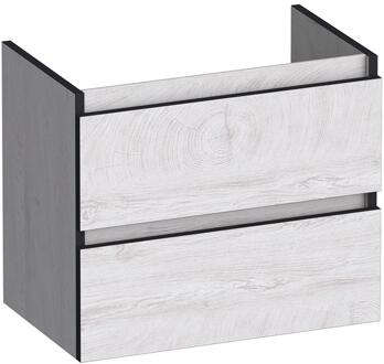 Brauer Joy Edge - Onderkast Ondiep - 60 cm - met 2 Softclose Lades Greeploos en 1 Sifon Uitsparing - Forest Seashell