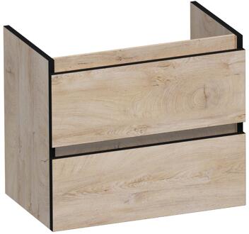 Brauer Joy Edge - Onderkast Ondiep - 60 cm - met 2 Softclose Lades Greeploos en 1 Sifon Uitsparing - Forest Wheat