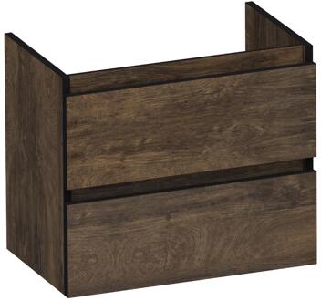 Brauer Joy Edge - Onderkast Ondiep - 60 cm - met 2 Softclose Lades Greeploos en 1 Sifon Uitsparing - Grove