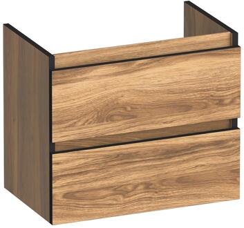 Brauer Joy Edge - Onderkast Ondiep - 60 cm - met 2 Softclose Lades Greeploos en 1 Sifon Uitsparing - Honey