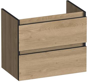 Brauer Joy Edge - Onderkast Ondiep - 60 cm - met 2 Softclose Lades Greeploos en 1 Sifon Uitsparing - Sunlit