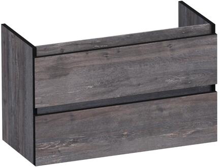 Brauer Joy Edge - Onderkast Ondiep - 80 cm - met 2 Softclose Lades Greeploos en 1 Sifon Uitsparing - Driftwood