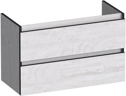 Brauer Joy Edge - Onderkast Ondiep - 80 cm - met 2 Softclose Lades Greeploos en 1 Sifon Uitsparing - Forest Seashell