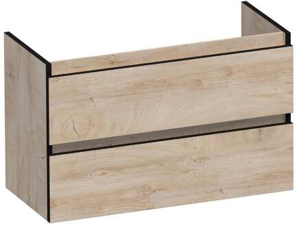 Brauer Joy Edge - Onderkast Ondiep - 80 cm - met 2 Softclose Lades Greeploos en 1 Sifon Uitsparing - Forest Wheat
