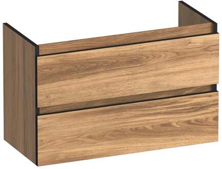 Brauer Joy Edge - Onderkast Ondiep - 80 cm - met 2 Softclose Lades Greeploos en 1 Sifon Uitsparing - Honey