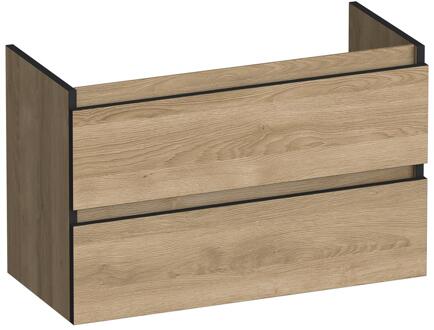 Brauer Joy Edge - Onderkast Ondiep - 80 cm - met 2 Softclose Lades Greeploos en 1 Sifon Uitsparing - Sunlit