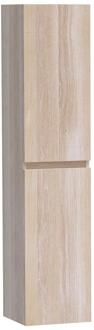 Brauer Joy - Hoge Kast - 160 cm - 2 Deuren - Greeploos - Links of Rechtsdraaiend - Lamellen Eiken Wit