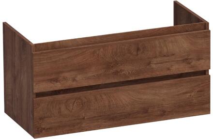 Brauer Joy - Onderkast - 100 cm - met 2 Softclose Lades Greeploos en 1 Sifon Uitsparing - Forest Cacao