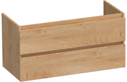 Brauer Joy - Onderkast - 100 cm - met 2 Softclose Lades Greeploos en 1 Sifon Uitsparing - Forest Tan