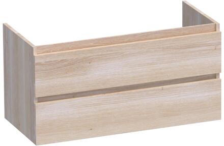 Brauer Joy - Onderkast - 100 cm - met 2 Softclose Lades Greeploos en 1 Sifon Uitsparing - Lamellen Eiken Wit