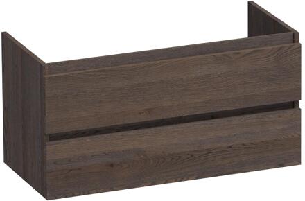 Brauer Joy - Onderkast - 100 cm - met 2 Softclose Lades Greeploos en 1 Sifon Uitsparing - Lamellen Eiken Zwart