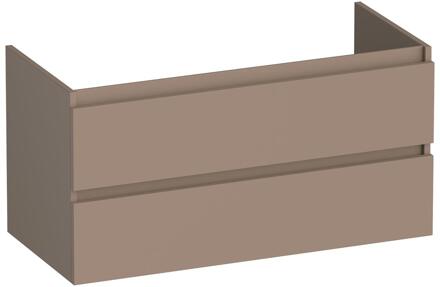 Brauer Joy - Onderkast - 100 cm - met 2 Softclose Lades Greeploos en 1 Sifon Uitsparing - Mat Mokka