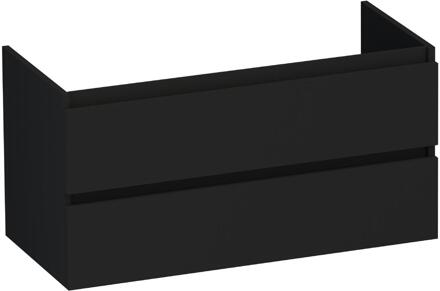 Brauer Joy - Onderkast - 100 cm - met 2 Softclose Lades Greeploos en 1 Sifon Uitsparing - Mat Zwart