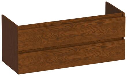 Brauer Joy - Onderkast - 120 cm - met 2 Softclose Lades Greeploos en 1 Sifon Uitsparing - Lamellen Eiken Bruin