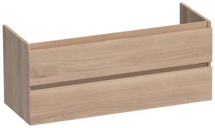 Brauer Joy - Onderkast - 120 cm - met 2 Softclose Lades Greeploos en 1 Sifon Uitsparing - Lamellen Eiken Naturel