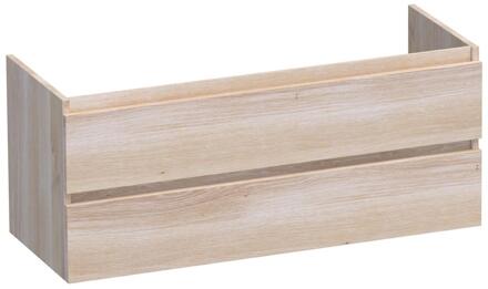 Brauer Joy - Onderkast - 120 cm - met 2 Softclose Lades Greeploos en 1 Sifon Uitsparing - Lamellen Eiken Wit