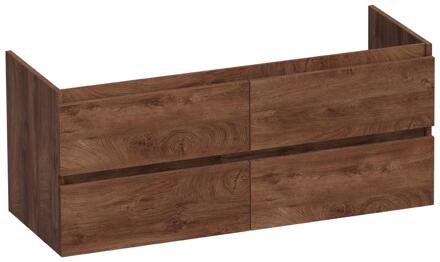 Brauer Joy - Onderkast - 120 cm - met 4 Softclose Lades Greeploos en 2 Sifon Uitsparingen - Forest Cacao