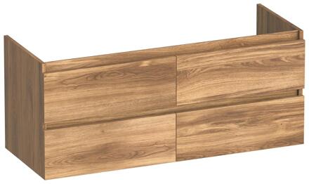 Brauer Joy - Onderkast - 120 cm - met 4 Softclose Lades Greeploos en 2 Sifon Uitsparingen - Honey