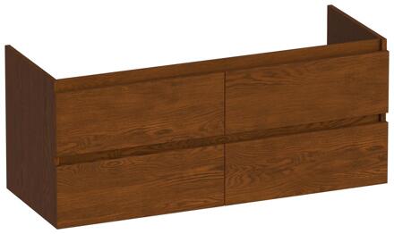 Brauer Joy - Onderkast - 120 cm - met 4 Softclose Lades Greeploos en 2 Sifon Uitsparingen - Lamellen Eiken Bruin