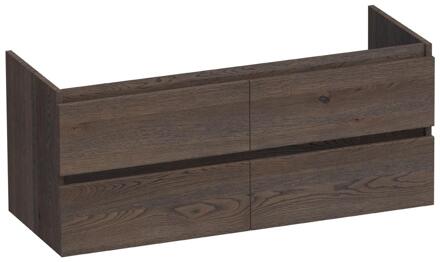 Brauer Joy - Onderkast - 120 cm - met 4 Softclose Lades Greeploos en 2 Sifon Uitsparingen - Lamellen Eiken Zwart