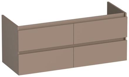 Brauer Joy - Onderkast - 120 cm - met 4 Softclose Lades Greeploos en 2 Sifon Uitsparingen - Mat Mokka