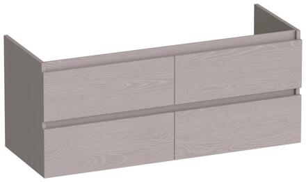 Brauer Joy - Onderkast - 120 cm - met 4 Softclose Lades Greeploos en 2 Sifon Uitsparingen - Timber Greige