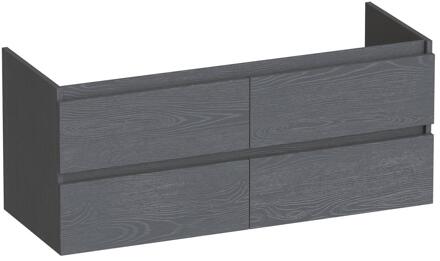 Brauer Joy - Onderkast - 120 cm - met 4 Softclose Lades Greeploos en 2 Sifon Uitsparingen - Timber Grey