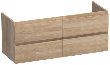 Brauer Joy - Onderkast - 120 cm - met 4 Softclose Lades Greeploos en 2 Sifon Uitsparingen - Vingerlas Eiken Grijs