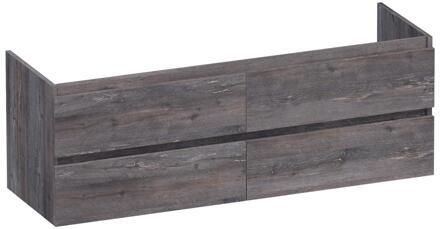 Brauer Joy - Onderkast - 140 cm - met 4 Softclose Lades Greeploos en 2 Sifon Uitsparingen - Driftwood