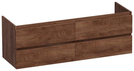 Brauer Joy - Onderkast - 140 cm - met 4 Softclose Lades Greeploos en 2 Sifon Uitsparingen - Forest Cacao