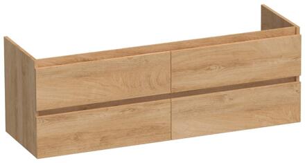 Brauer Joy - Onderkast - 140 cm - met 4 Softclose Lades Greeploos en 2 Sifon Uitsparingen - Forest Tan