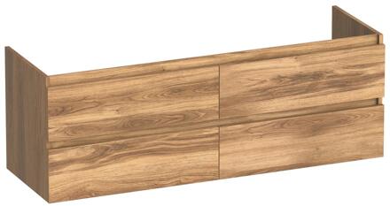 Brauer Joy - Onderkast - 140 cm - met 4 Softclose Lades Greeploos en 2 Sifon Uitsparingen - Honey