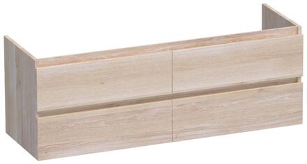 Brauer Joy - Onderkast - 140 cm - met 4 Softclose Lades Greeploos en 2 Sifon Uitsparingen - Lamellen Eiken Wit