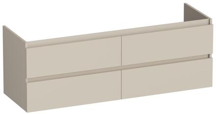 Brauer Joy - Onderkast - 140 cm - met 4 Softclose Lades Greeploos en 2 Sifon Uitsparingen - Mat Beige