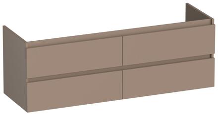 Brauer Joy - Onderkast - 140 cm - met 4 Softclose Lades Greeploos en 2 Sifon Uitsparingen - Mat Mokka