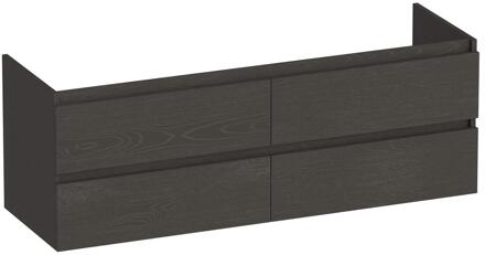 Brauer Joy - Onderkast - 140 cm - met 4 Softclose Lades Greeploos en 2 Sifon Uitsparingen - Timber Anthracite