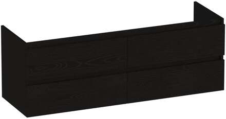 Brauer Joy - Onderkast - 140 cm - met 4 Softclose Lades Greeploos en 2 Sifon Uitsparingen - Timber Black