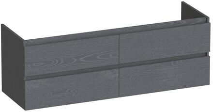 Brauer Joy - Onderkast - 140 cm - met 4 Softclose Lades Greeploos en 2 Sifon Uitsparingen - Timber Grey