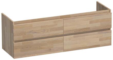 Brauer Joy - Onderkast - 140 cm - met 4 Softclose Lades Greeploos en 2 Sifon Uitsparingen - Vingerlas Eiken Grijs