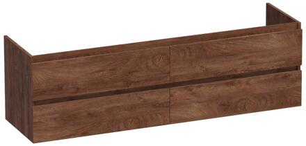 Brauer Joy - Onderkast - 160 cm - met 4 Softclose Lades Greeploos en 2 Sifon Uitsparingen - Forest Cacao