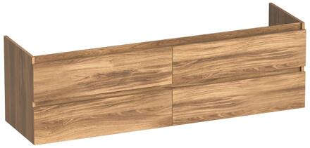 Brauer Joy - Onderkast - 160 cm - met 4 Softclose Lades Greeploos en 2 Sifon Uitsparingen - Honey